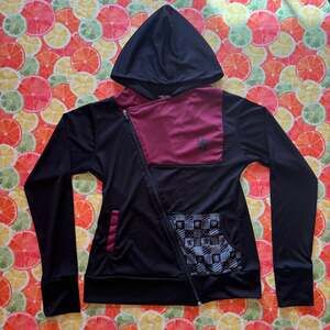 Harry Potter Gryffindor Black Maroon Asymmetric Zip Hooded Athletic Jacket S